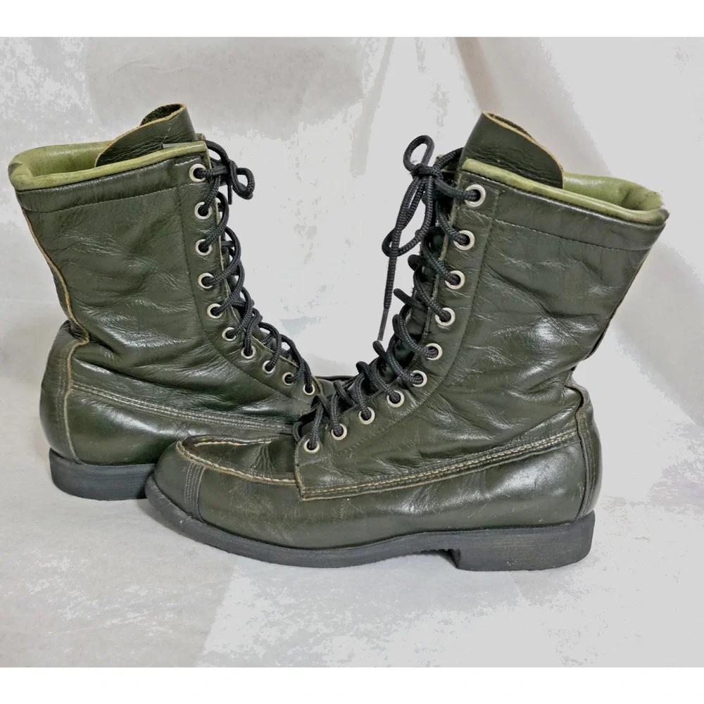 VTG Browning The Sportsman’s Boot Green Leather Lace Up Hunting Boots USA 7.5 A